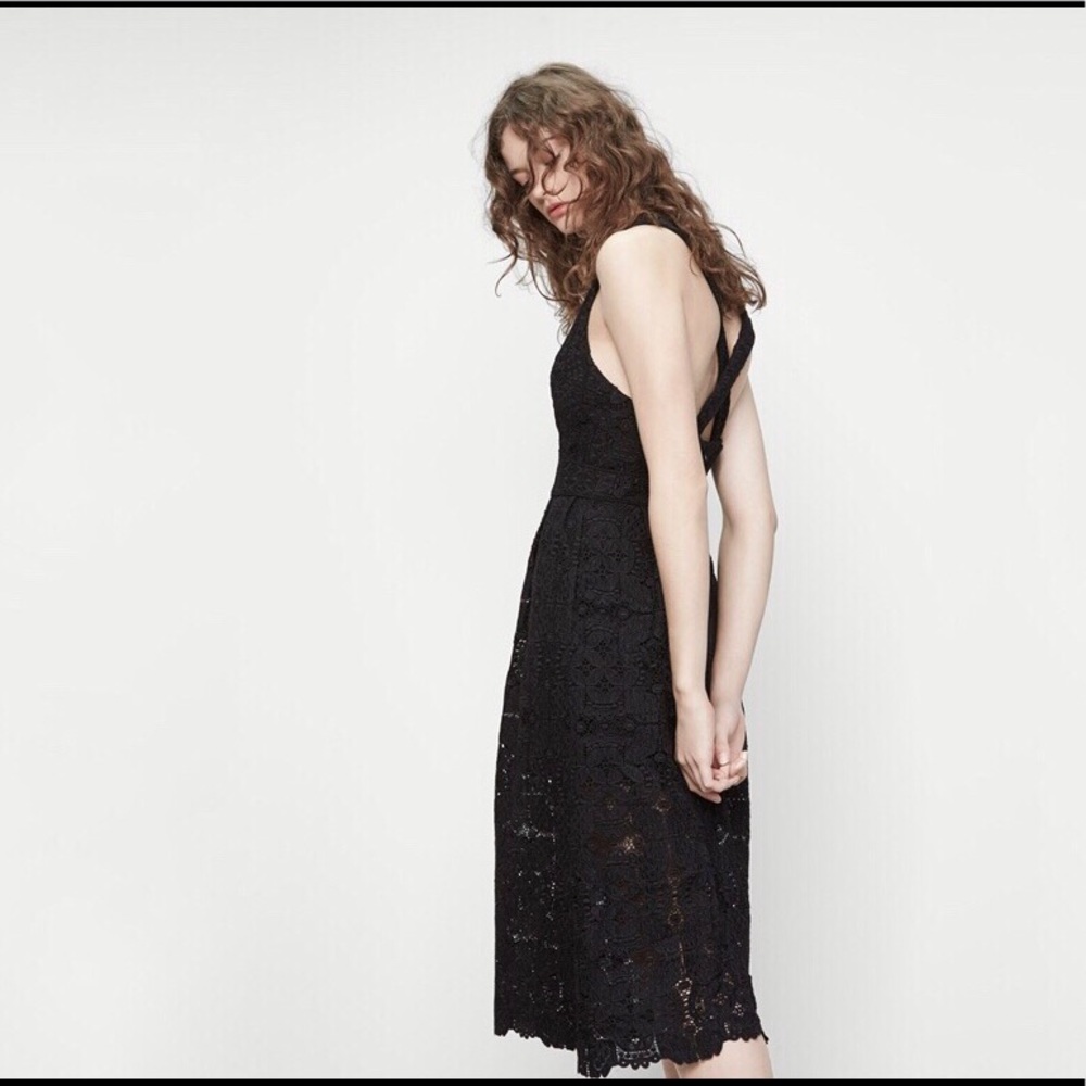 NWT Maje Black Lace midi dress size 1